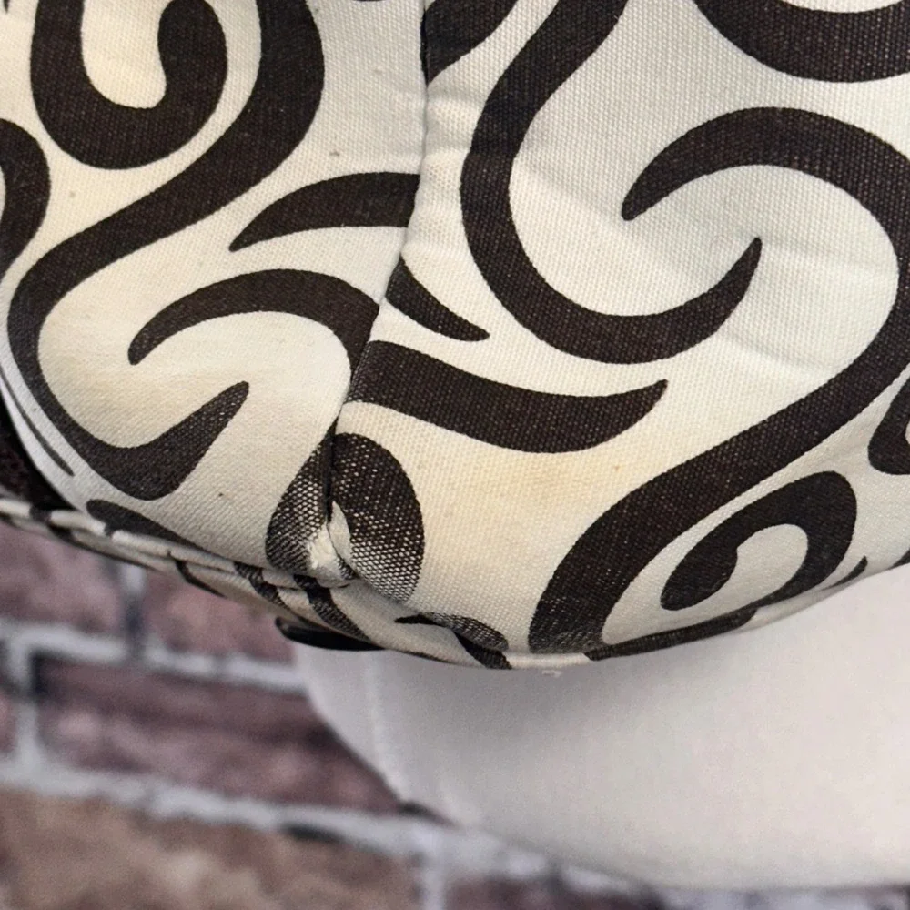 Pomegranate Inc Tote Bag Brown‎ Swirl Print Leather Handle Purse Women Pre-Owned